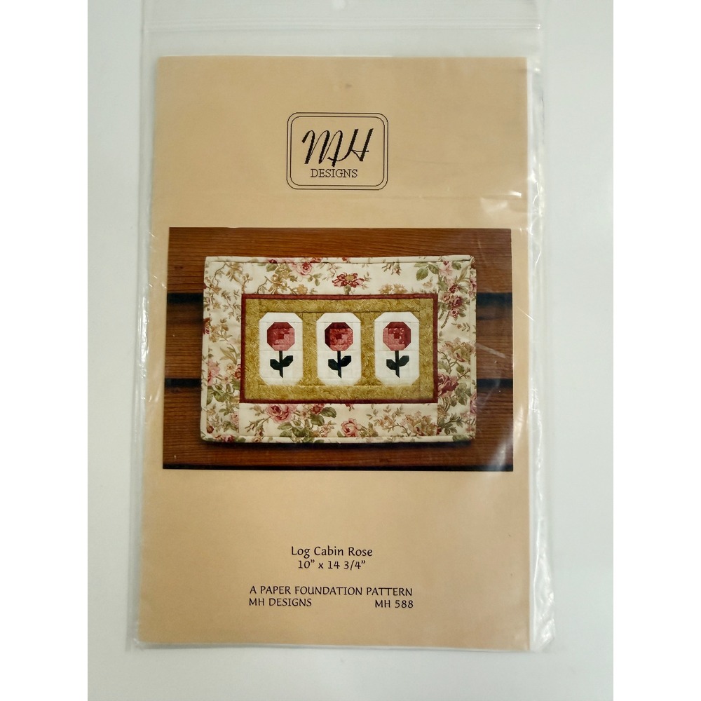 MH Designs Quilt Pattern Unisex OS Multi Log Cabin Rose MH 588 Paper Foundation